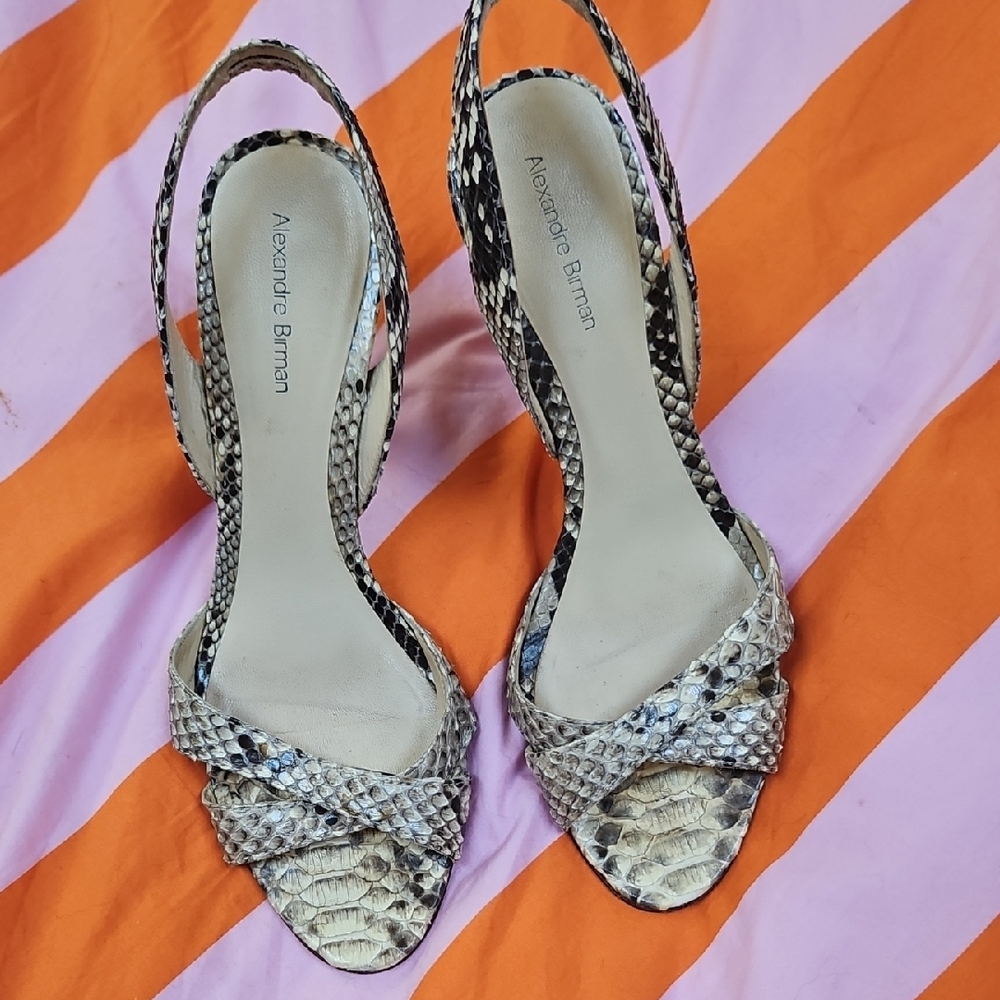 Alexandre Birman Snakeskin Heels - Black and Cream